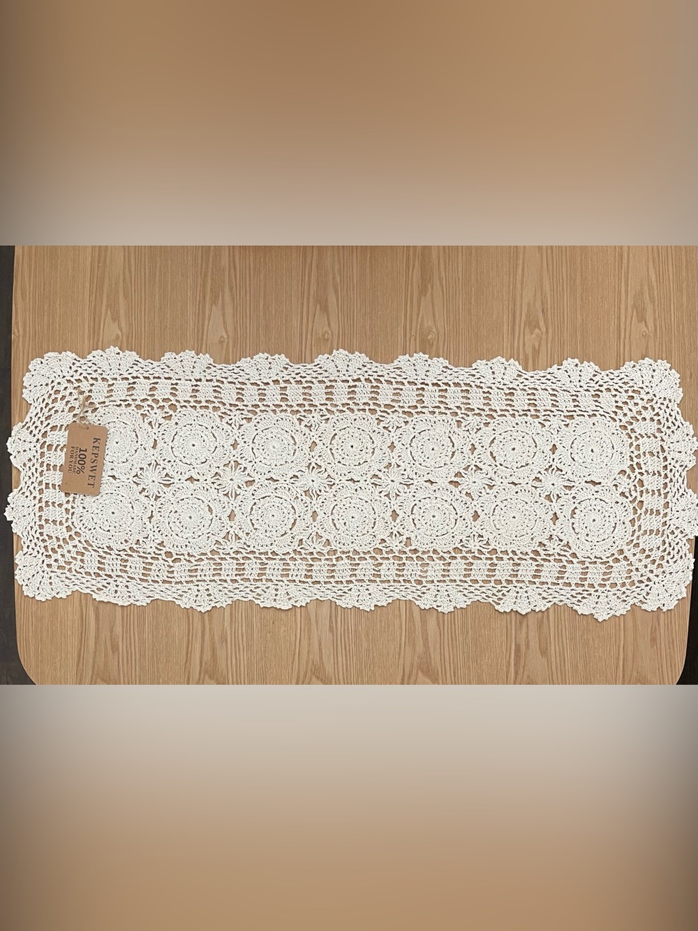 KEPSWET Handmade Crochet Lace Table Linen Ivory